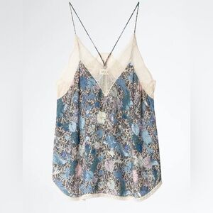Zadig & Voltaire Blue Floral Lace Tank Top